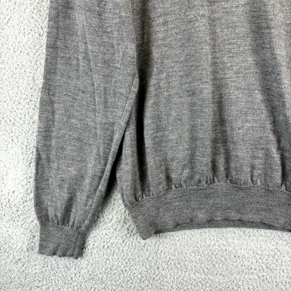 Mens Merino Wool Sweater XXL Gray Kurt Cobain Grandpacore Academia Preppy
